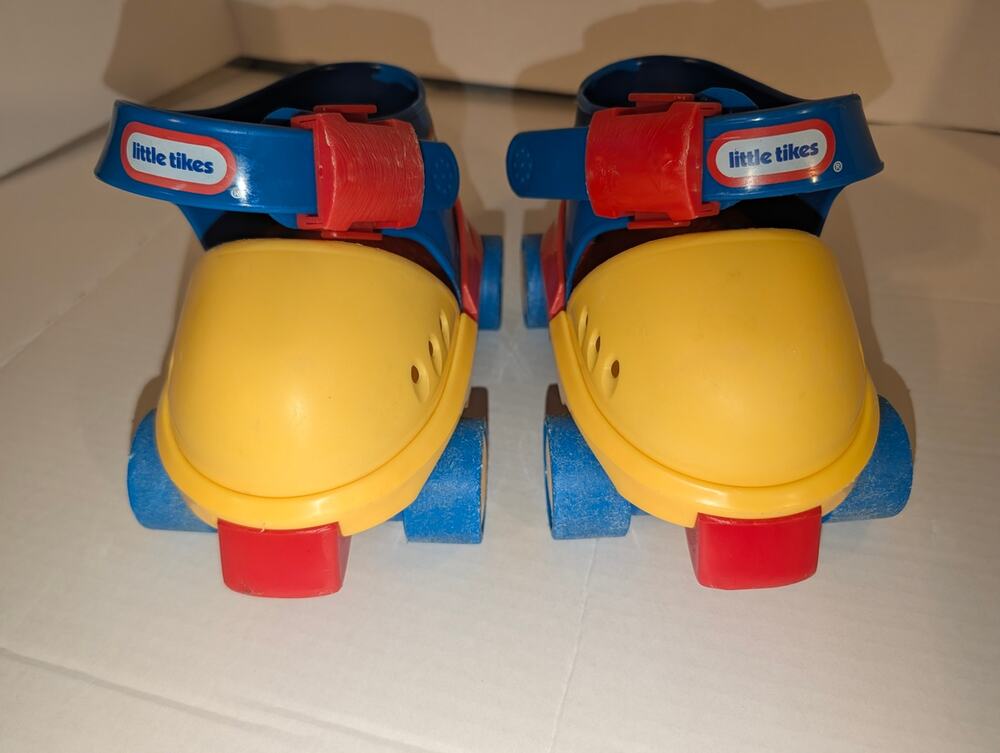 Vintage Little Tikes Adjustable Child Size Roller Skates Blue Red Yellow